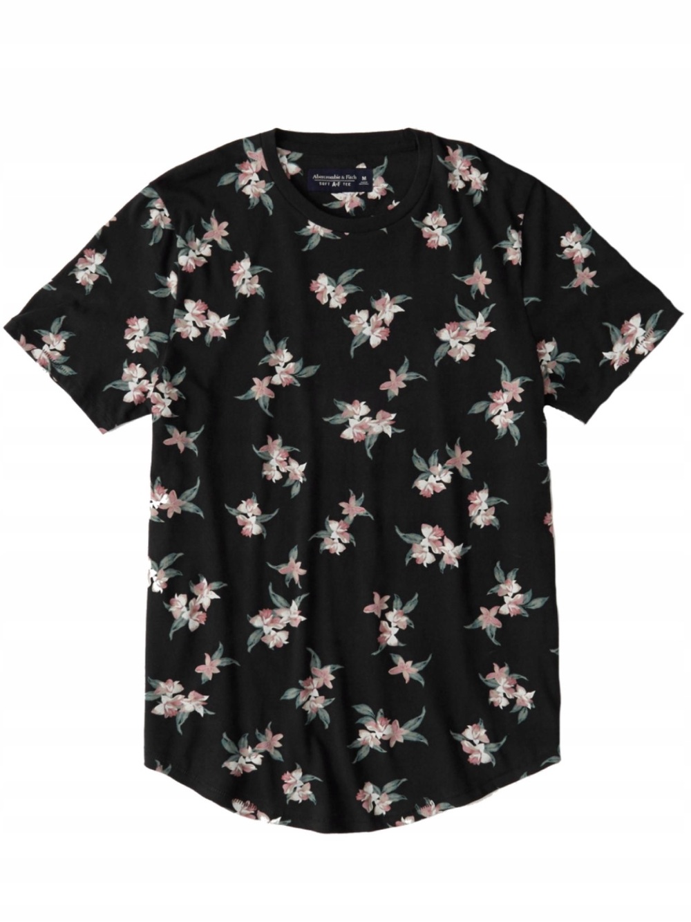 Abercrombie & Fitch Black Short-Sleeve Floral Crewneck Tee